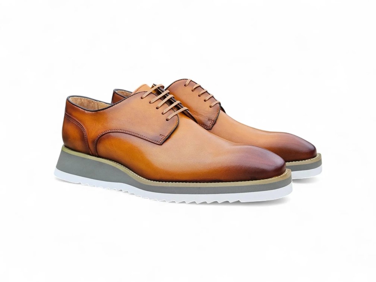 Carrucci Burnished Lace Up Leather Derby Men's Leather Ks515 - 26 Shoes by Carrucci Shoes – Don't Panic Shoes