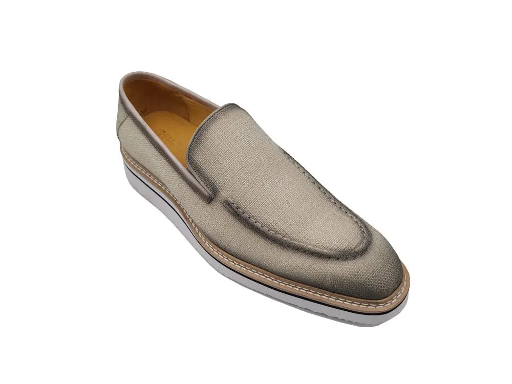 Carrucci BurniShed Linen Loafer Men’s Linen Ks550 - 10f Shoes by Carrucci Shoes – Don't Panic Shoes
