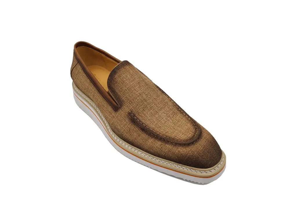 Carrucci BurniShed Linen Loafer Men’s Linen Ks550 - 10f Shoes by Carrucci Shoes – Don't Panic Shoes