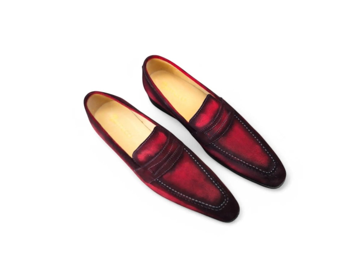 Carrucci Hand BurniShed Suede Penny Loafer Men’s Suede Shoes by Carrucci Shoes – Don't Panic Shoes