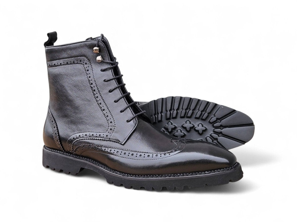 Carrucci Hudson Wingtip Boot Full Grain Leather Black Boots by Carrucci Shoes – Don't Panic Shoes