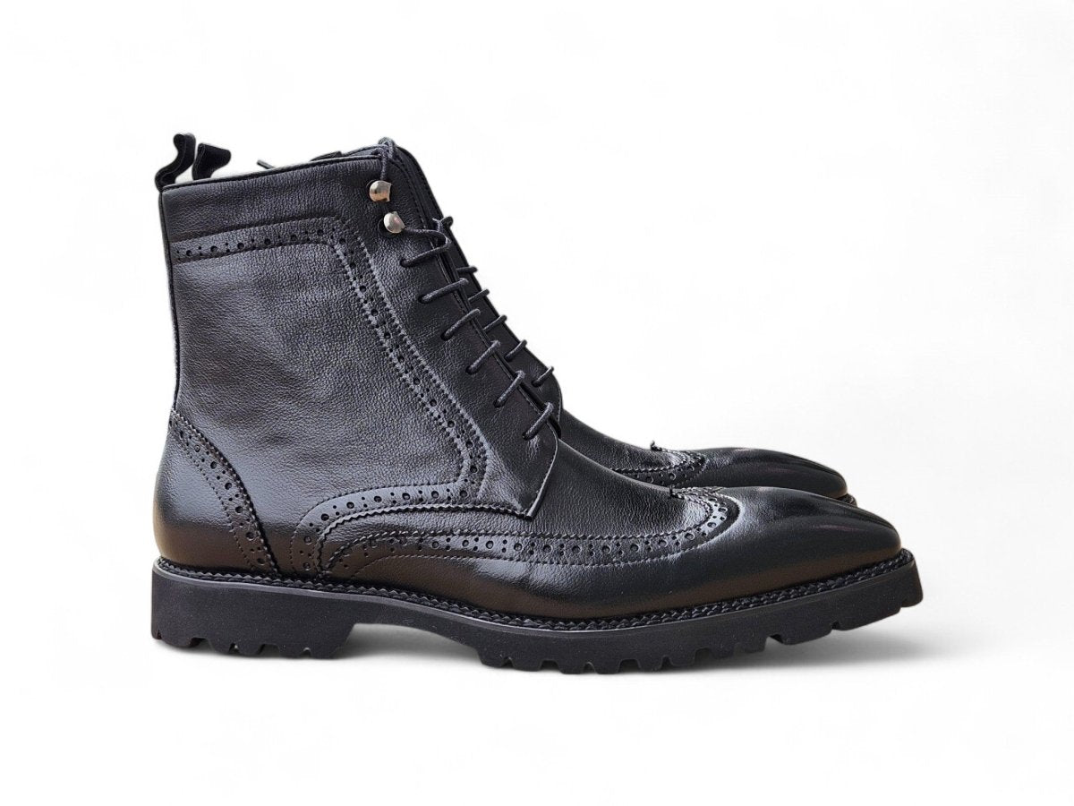 Carrucci Hudson Wingtip Boot Full Grain Leather Black Boots by Carrucci Shoes – Don't Panic Shoes