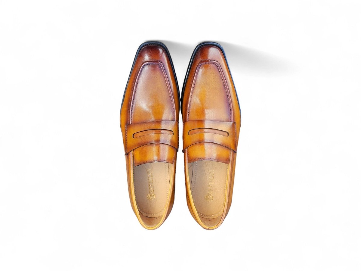 Carrucci Men’S Penny Loafer Calfskin Leather Patina Ks509 - 32 Shoes by Carrucci Shoes – Don't Panic Shoes