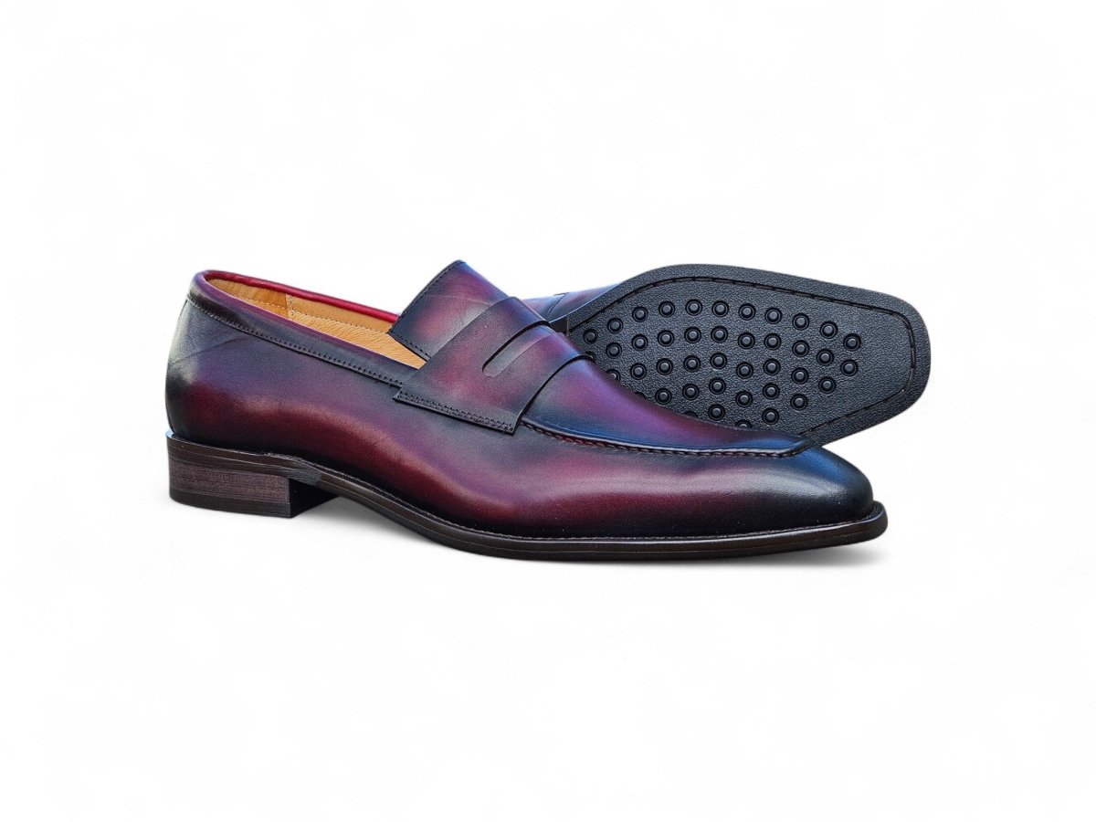 Carrucci Men’S Penny Loafer Calfskin Leather Patina Ks509 - 32 Shoes by Carrucci Shoes – Don't Panic Shoes