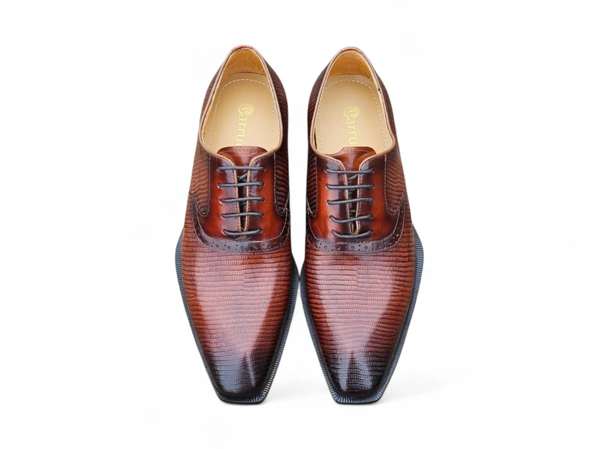 Carrucci Milano Lizard Embossed Oxford Dress Shoes Shoes by Carrucci Shoes – Don't Panic Shoes