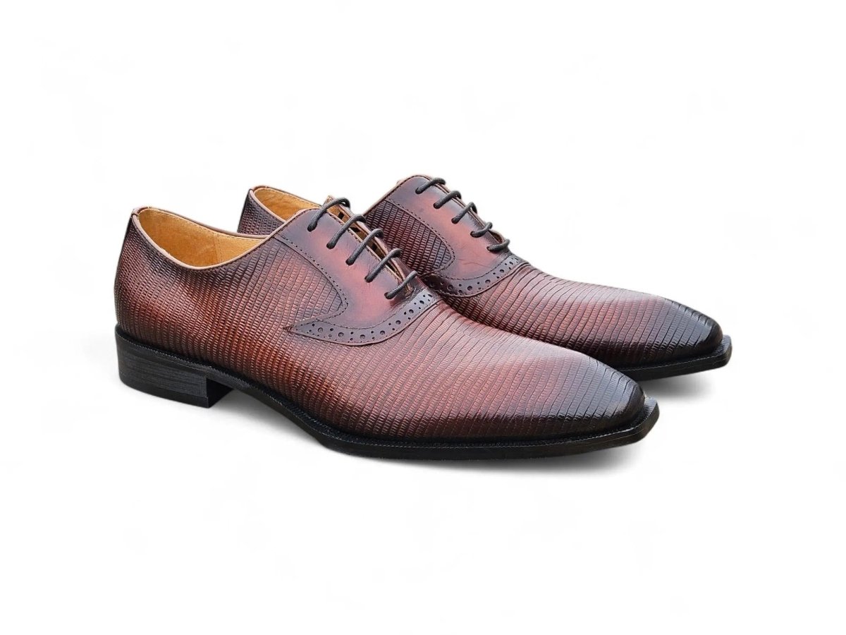 Carrucci Milano Lizard Embossed Oxford Dress Shoes Shoes by Carrucci Shoes – Don't Panic Shoes
