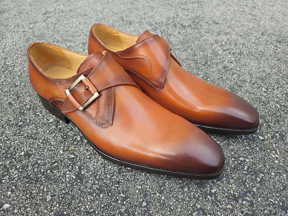 Carrucci Monk Strap Buckle Leather Loafer Burnished Finish Shoes by Carrucci Shoes – Don't Panic Shoes