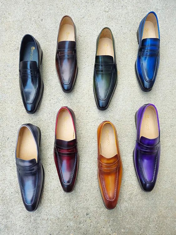 Carrucci Patina FiniShed Penny Loafer Men’s Leather Slip On Shoes by Carrucci Shoes – Don't Panic Shoes