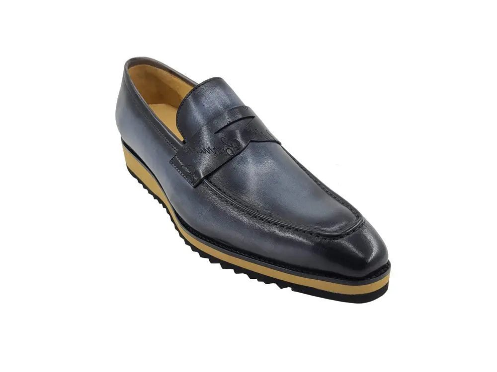 Carrucci Penny Loafer Leather Lightweight Sole Ks516 - 01 Shoes by Carrucci Shoes – Don't Panic Shoes