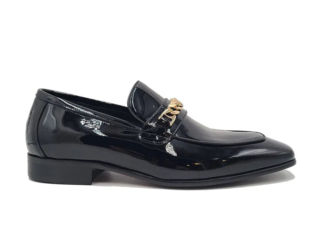 Carrucci Shoes Beveled Squared Toe Patent Leather Loafer Ks2241 - 01p Shoes by Carrucci Shoes – Don't Panic Shoes