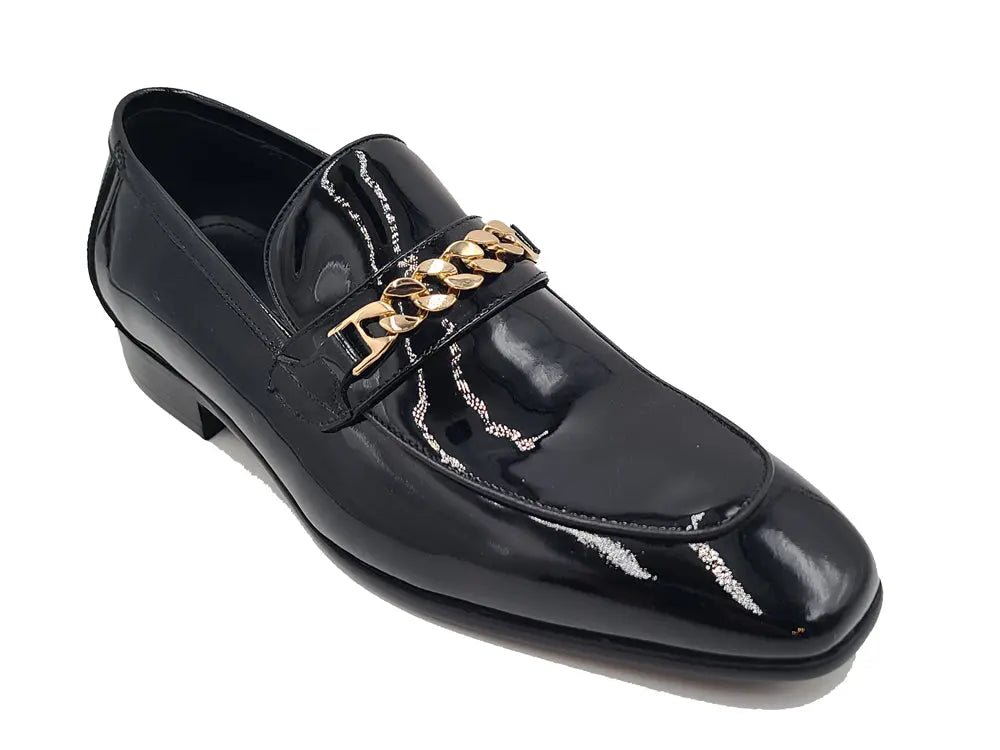 Carrucci Shoes Beveled Squared Toe Patent Leather Loafer Ks2241 - 01p Shoes by Carrucci Shoes – Don't Panic Shoes