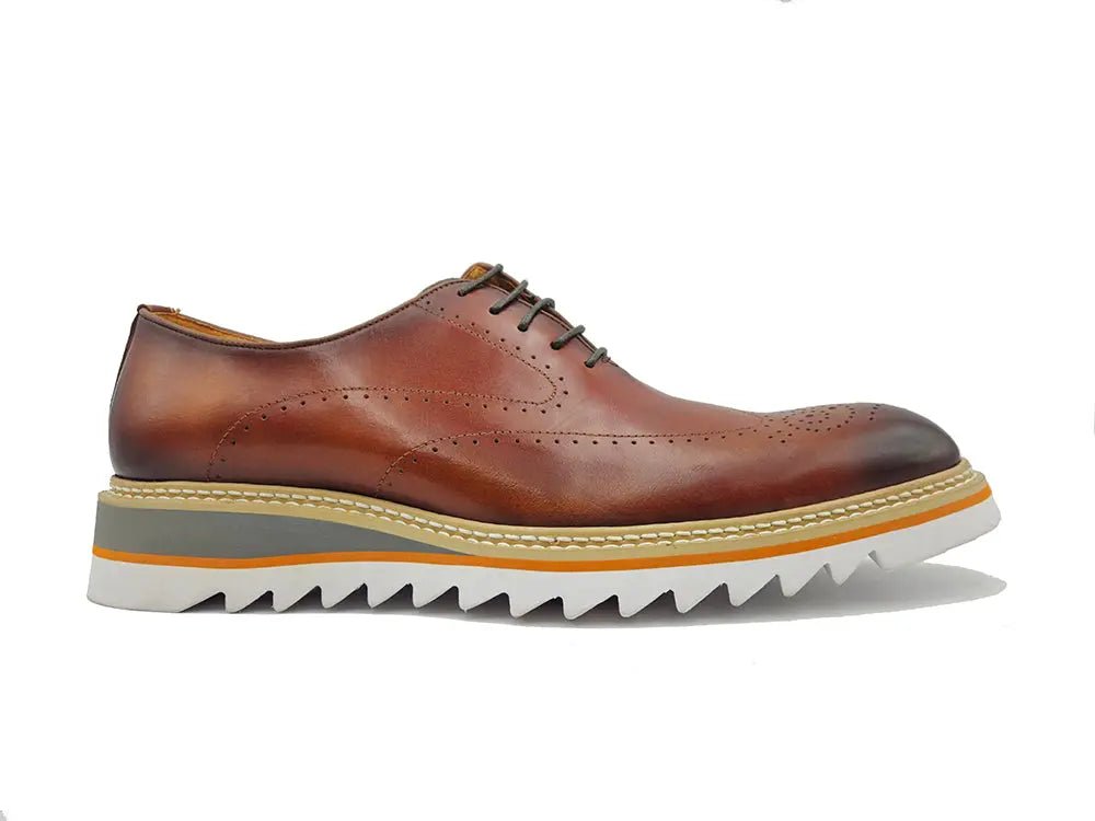 Carrucci Shoes Patina Wing - Tip Oxford Medallion Leather Shoes by Carrucci Shoes – Don't Panic Shoes