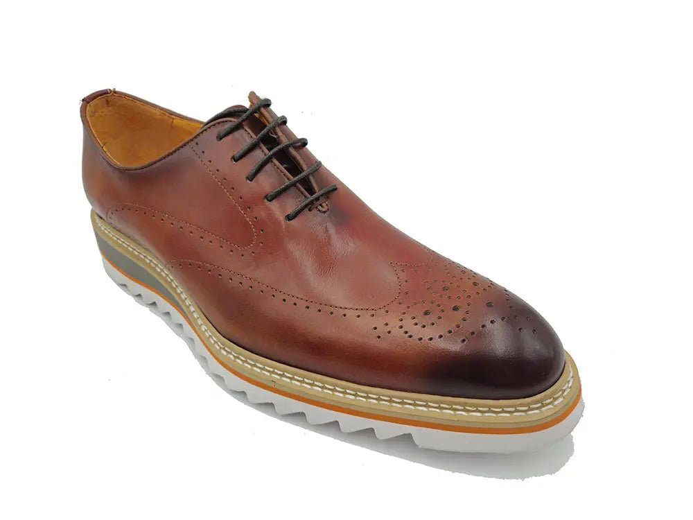 Carrucci Shoes Patina Wing - Tip Oxford Medallion Leather Shoes by Carrucci Shoes – Don't Panic Shoes