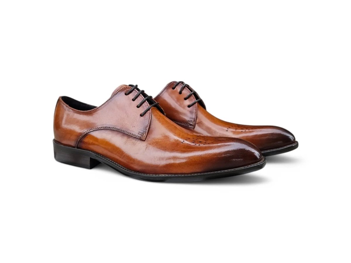 Carrucci Signature Burnished Lace Up Derby Calfskin Leather Ks479 - 04 Shoes by Carrucci Shoes – Don't Panic Shoes