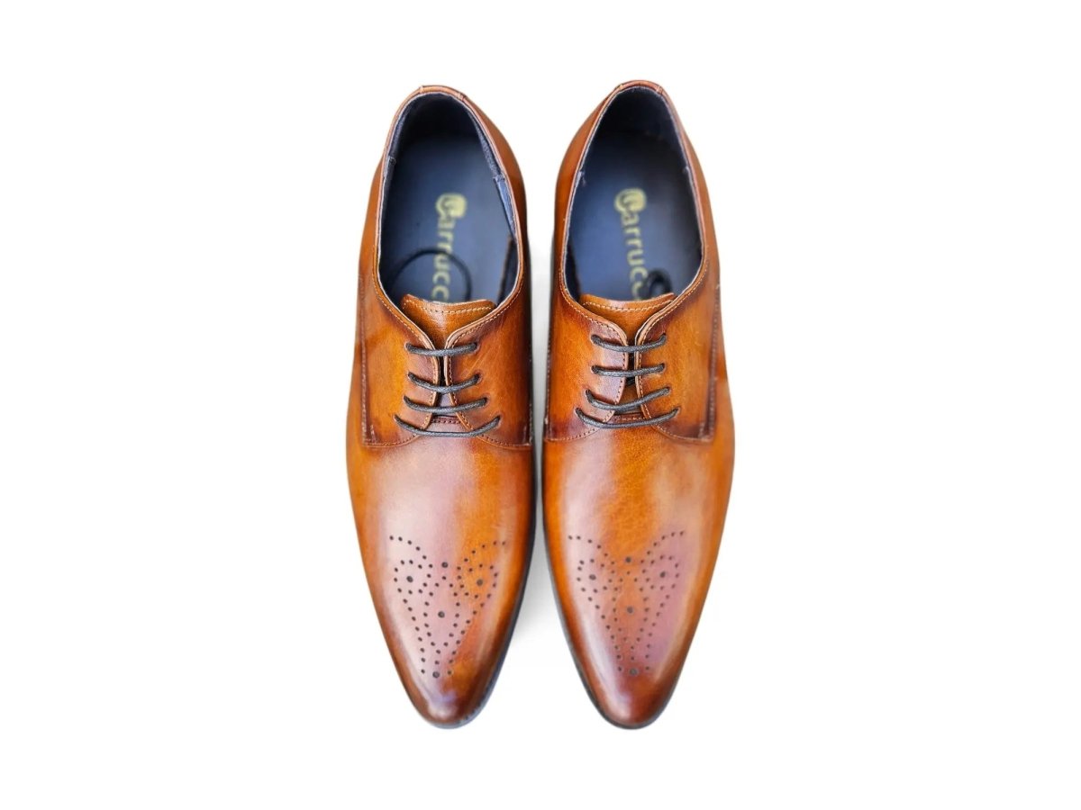 Carrucci Signature Burnished Lace Up Derby Calfskin Leather Ks479 - 04 Shoes by Carrucci Shoes – Don't Panic Shoes