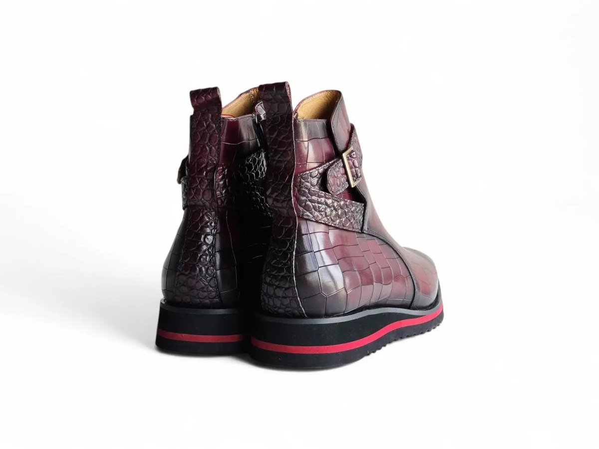 Carrucci Vesper Cross Strap Buckle Boot Men's Calfskin Leather Kb517 - 01e Boots by Carrucci Shoes – Don't Panic Shoes