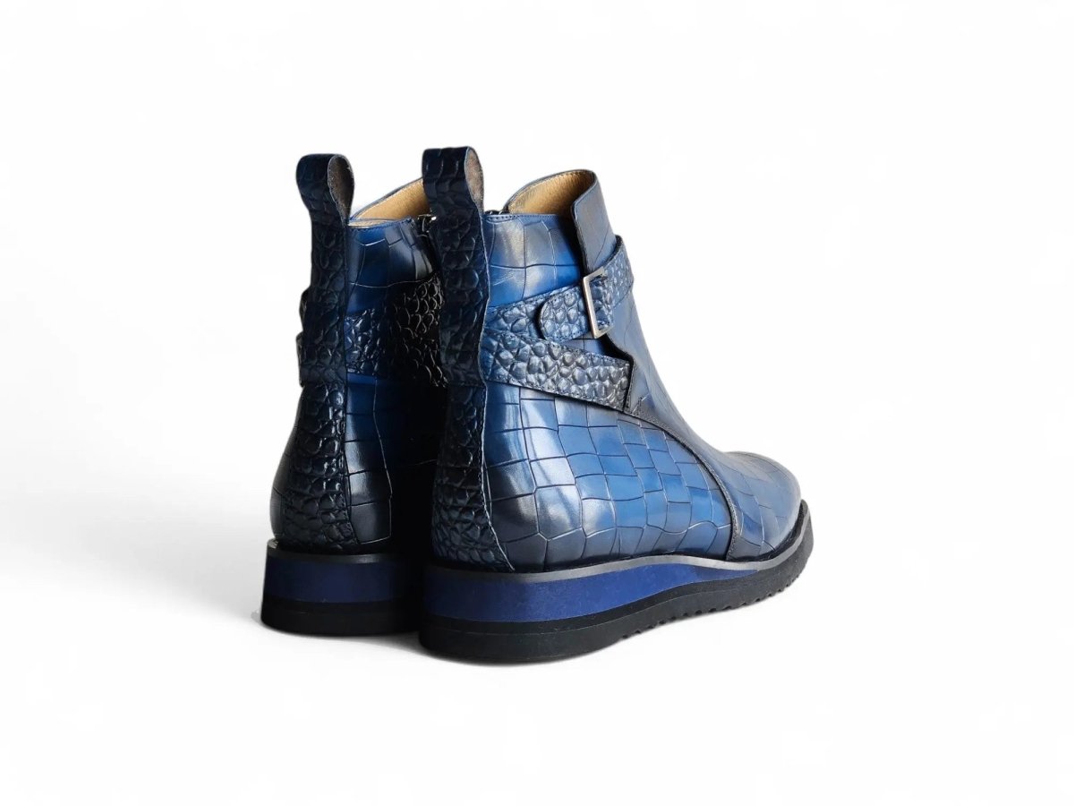 Carrucci Vesper Cross Strap Buckle Boot Men's Calfskin Leather Kb517 - 01e Boots by Carrucci Shoes – Don't Panic Shoes