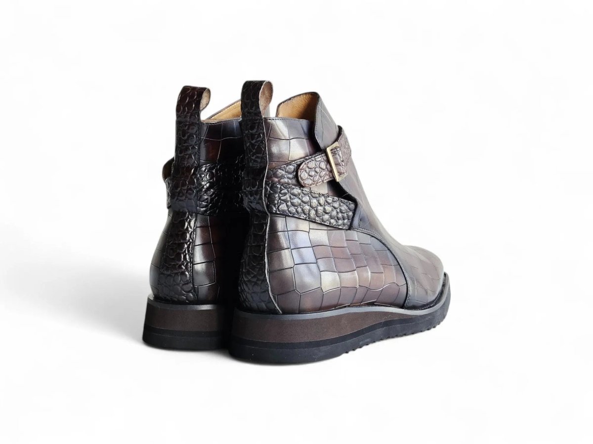 Carrucci Vesper Cross Strap Buckle Boot Men's Calfskin Leather Kb517 - 01e Boots by Carrucci Shoes – Don't Panic Shoes