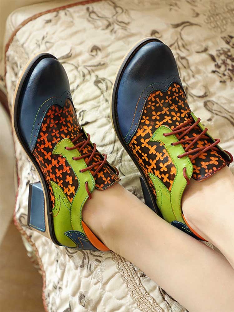 Casual Vintage Handmade Style Leather Brogue Shoes Flat by Colorstepshoes – Don't Panic Shoes