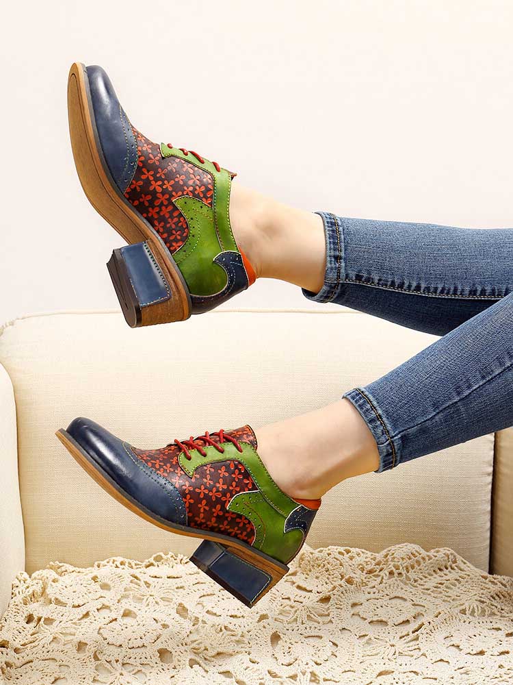 Casual Vintage Handmade Style Leather Brogue Shoes Flat by Colorstepshoes – Don't Panic Shoes