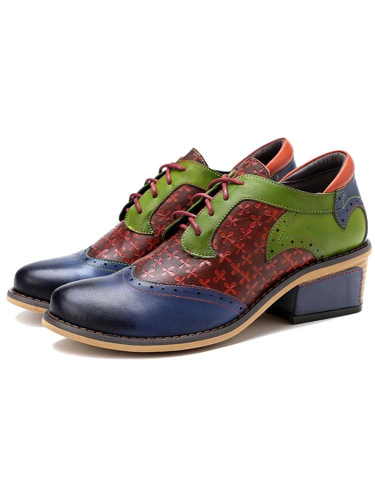 Casual Vintage Handmade Style Leather Brogue Shoes Flat by Colorstepshoes – Don't Panic Shoes
