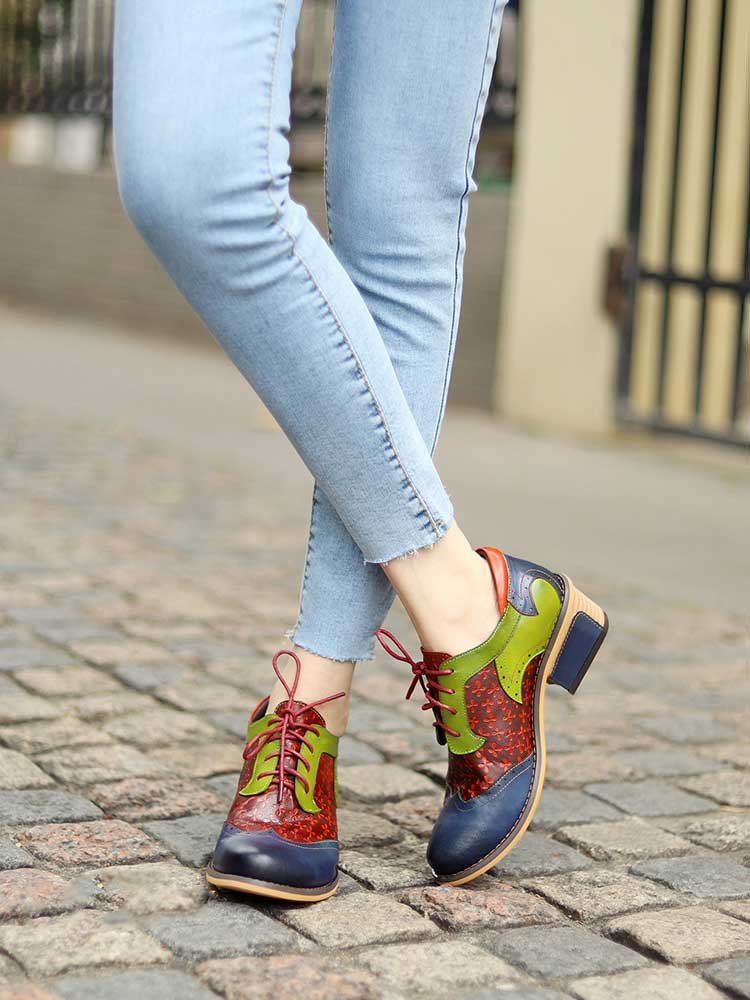 Casual Vintage Handmade Style Leather Brogue Shoes Flat by Colorstepshoes – Don't Panic Shoes