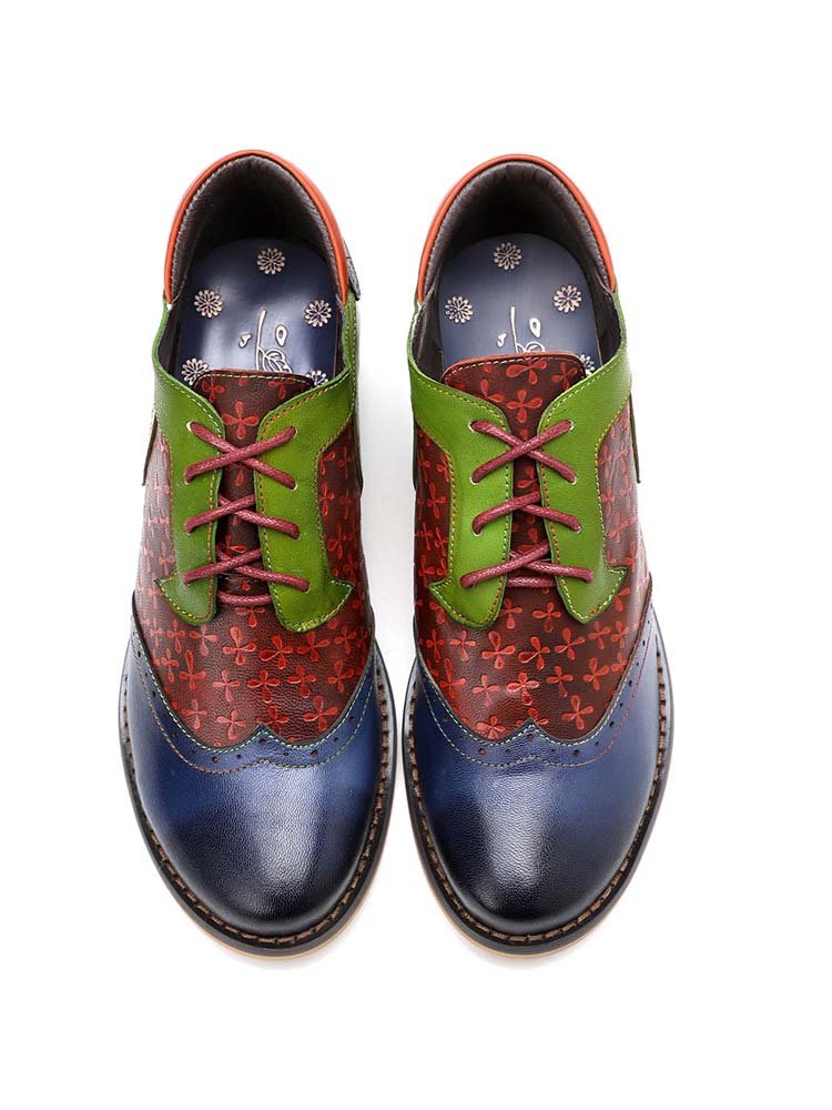 Casual Vintage Handmade Style Leather Brogue Shoes Flat by Colorstepshoes – Don't Panic Shoes
