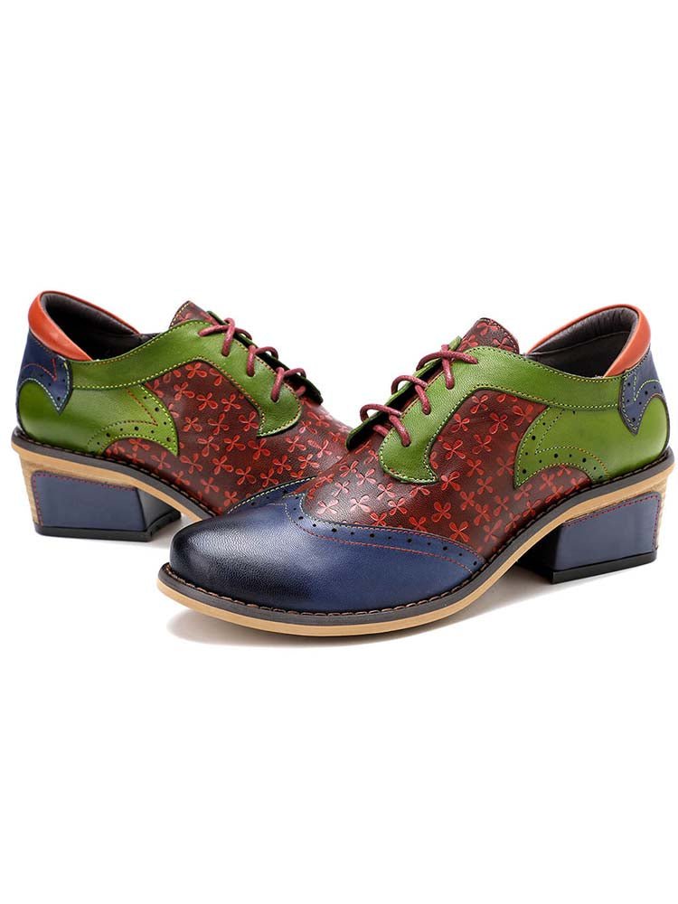 Casual Vintage Handmade Style Leather Brogue Shoes Flat by Colorstepshoes – Don't Panic Shoes