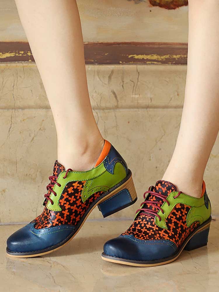 Casual Vintage Handmade Style Leather Brogue Shoes Flat by Colorstepshoes – Don't Panic Shoes