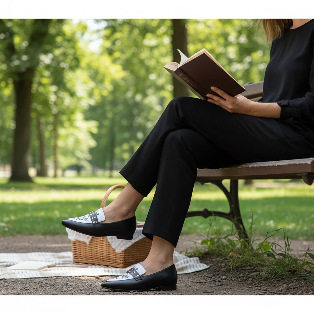 Cecily Loafer Black White Leather Comfort Memory Foam Boots by Beautiisoles – Don't Panic Shoes