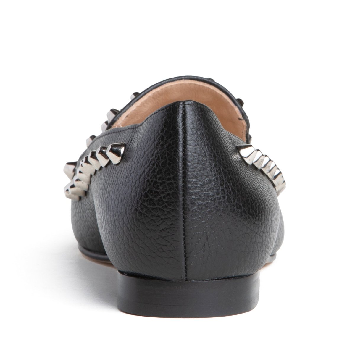 Celeste Loafer Black Pebbled Leather Studded Slip On Italy Flats by Beautiisoles – Don't Panic Shoes