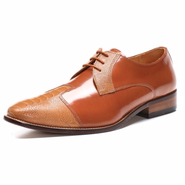 Charlie Leather Derby Style Men's Dress Shoes - Tan And Black Color Shoes by Libertyzeno – Don't Panic Shoes