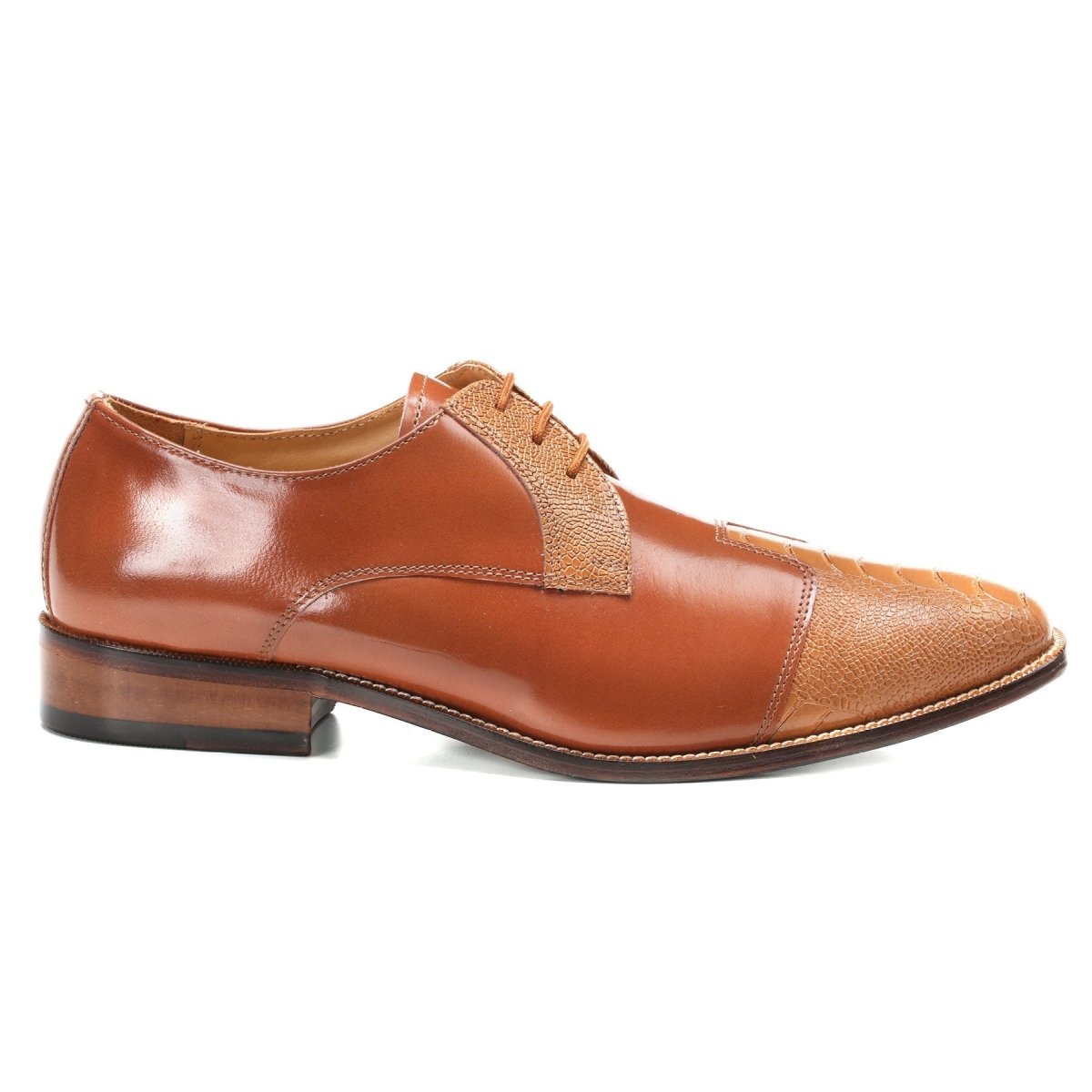 Charlie Leather Derby Style Men's Dress Shoes - Tan And Black Color Shoes by Libertyzeno – Don't Panic Shoes