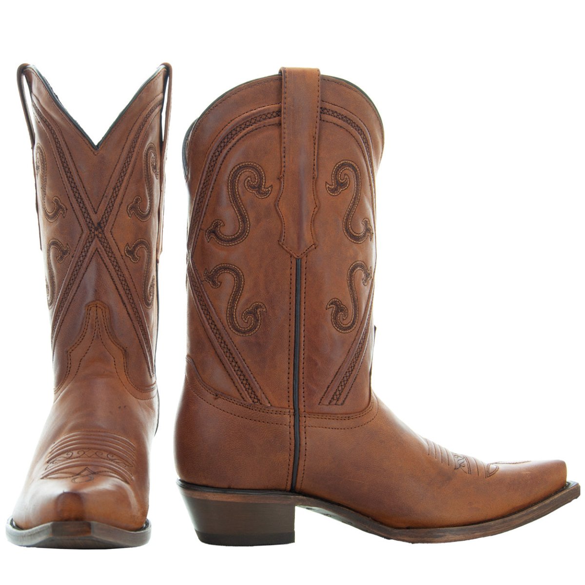 Cheyenne Cowgirl Boots | Women's Snipped Toe Tan Leather Boots (M50041) Cowboy Boots by Soto Boots – Don't Panic Shoes