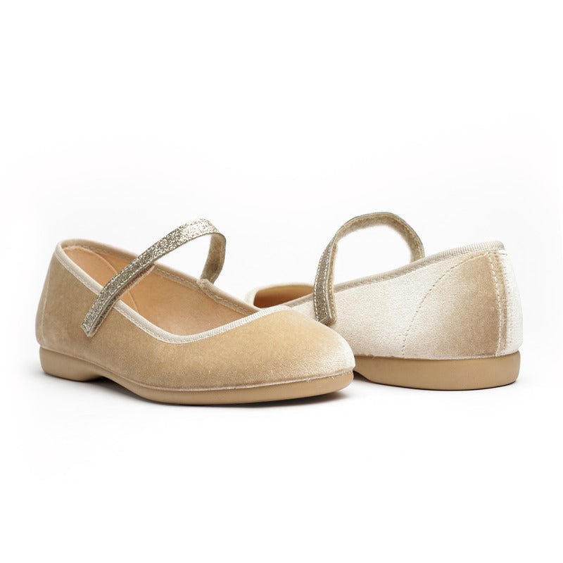 Clara Gold Velcro Non Slip Rubber Sole Padded Insole fashion by Childrenchic – Don't Panic Shoes