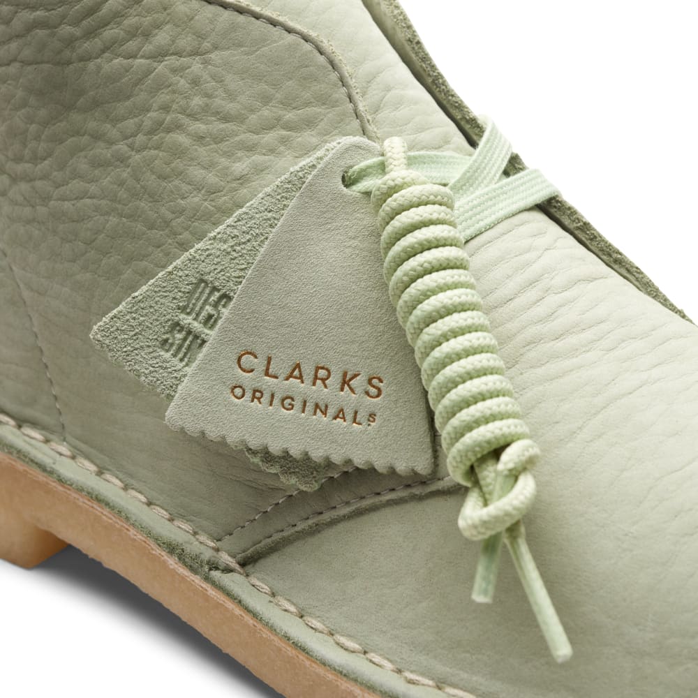 Clarks Originals Desert Boots Men's Pale Green Leather 26165743 Shoes by Clarks Originals – Don't Panic Shoes