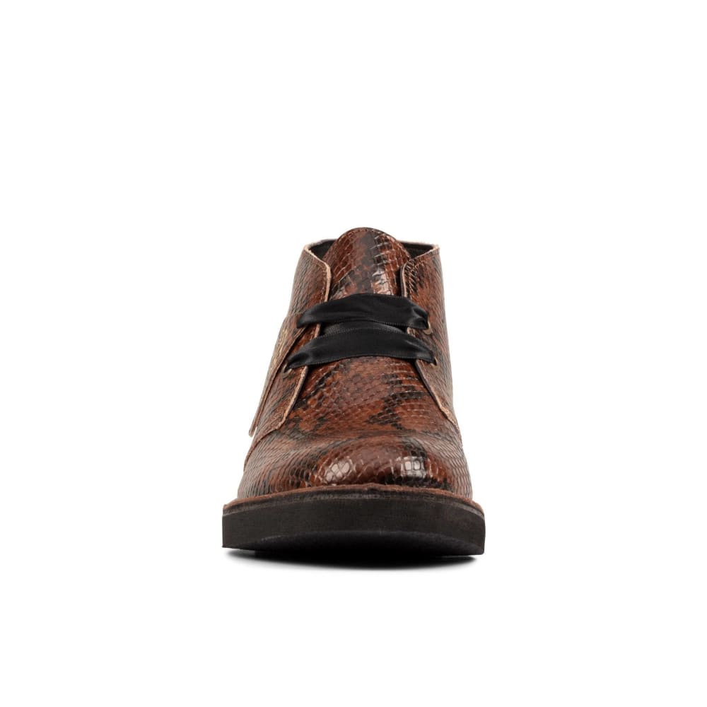 Clarks Originals Desert Boots Women's Dark Tan Snake Leather 26155674 Shoes by Clarks Originals – Don't Panic Shoes