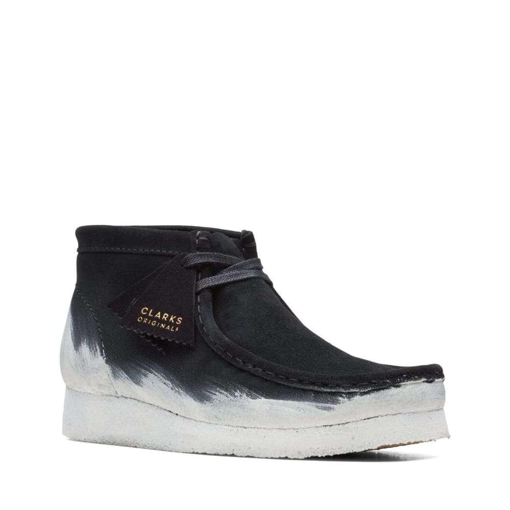 ClarkS Originals Wallabee Boot Men’s Shoes – Black And White Suede – Style 26163077 – Monochrome Street Classic Shoes by Clarks Originals – Don't Panic Shoes