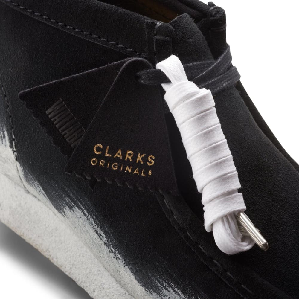 ClarkS Originals Wallabee Boot Men’s Shoes – Black And White Suede – Style 26163077 – Monochrome Street Classic Shoes by Clarks Originals – Don't Panic Shoes