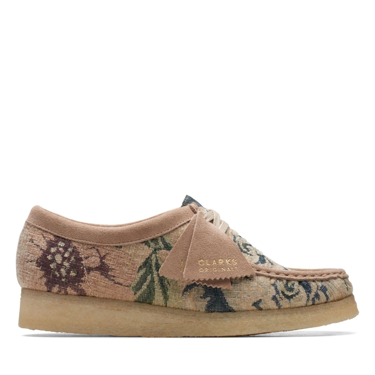 ClarkS Originals Wallabee Low Top Women’s Grey Floral Fabric Suede 26169916 Footwear by Clarks Originals – Don't Panic Shoes