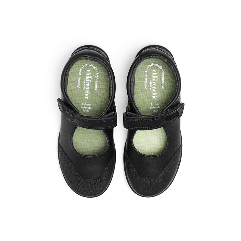 Claudia Navy Adjustable Velcro Non Slip Rubber Soles uniform by Childrenchic – Don't Panic Shoes