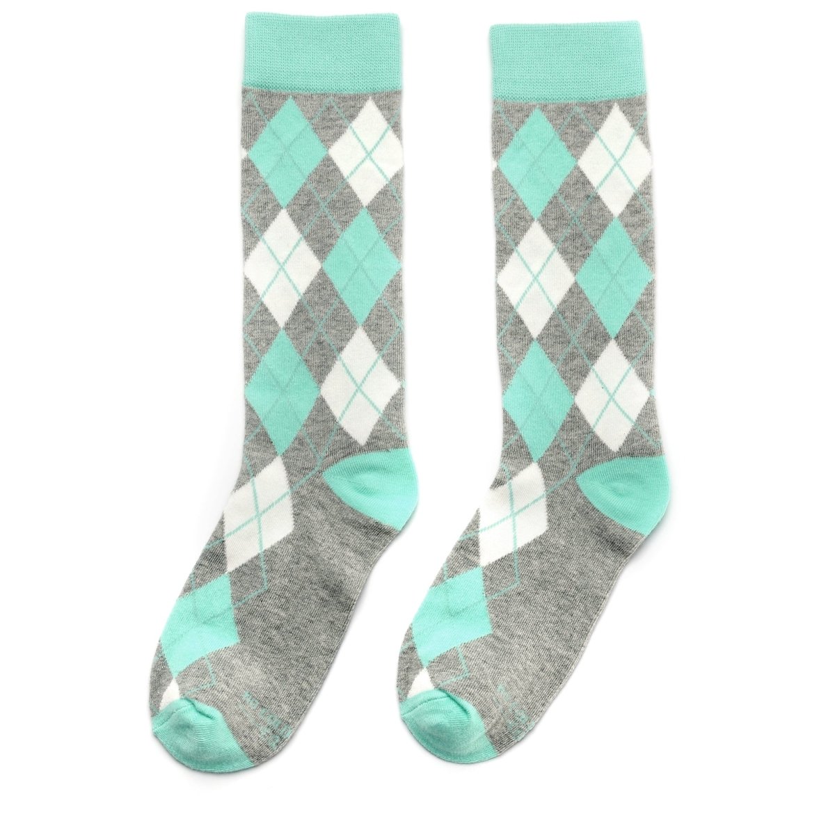 Coastal Cool Sock Bundle 4 Pack Size M Mixed Blue And Green Crew Socks Argyle And Polka Dot Set Socks by No Cold Feet – Don't Panic Shoes