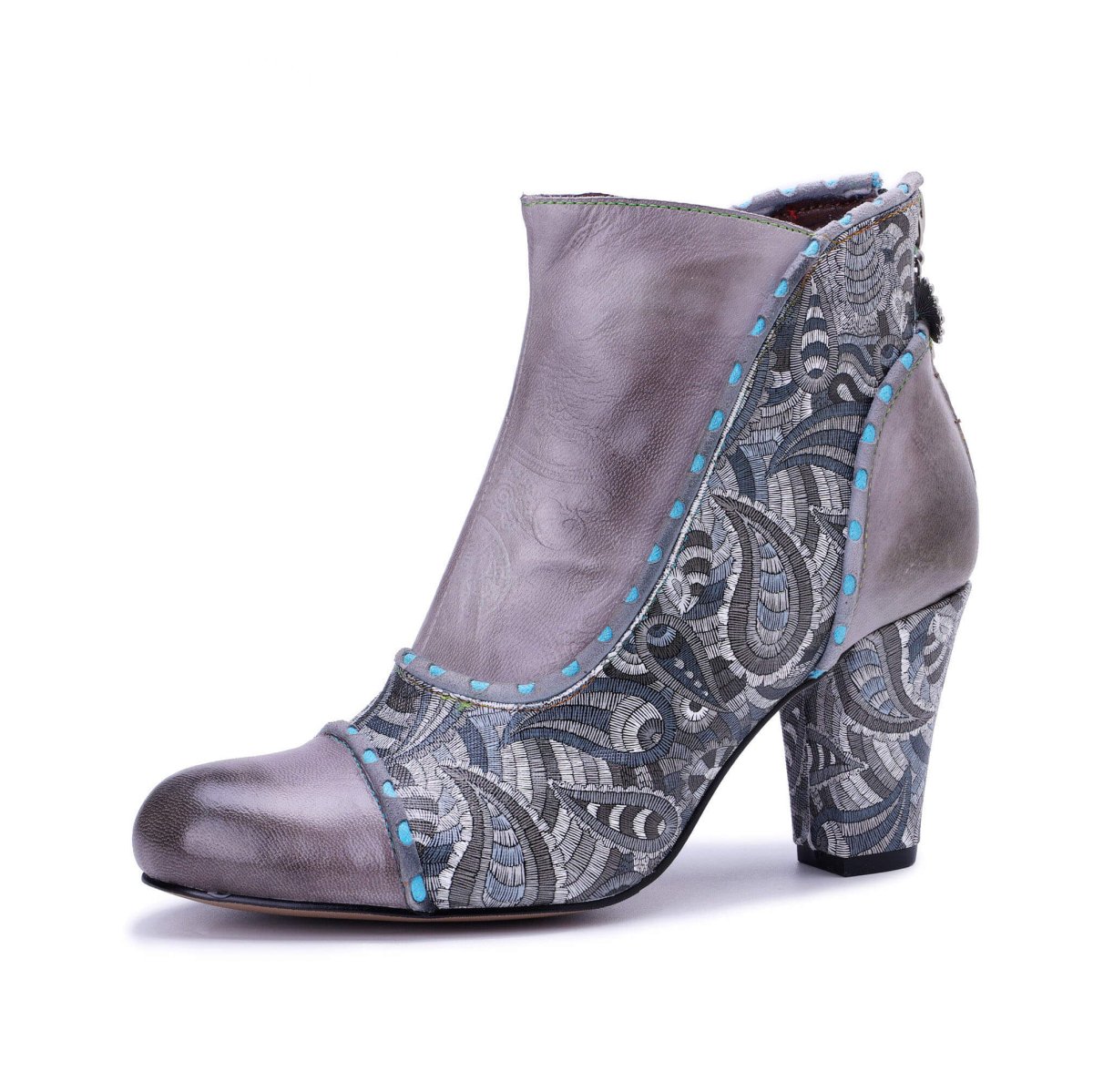 ColorStepshoes Silver Mist Paisley Women’s Leather Boots ankle boots by Colorstepshoes – Don't Panic Shoes