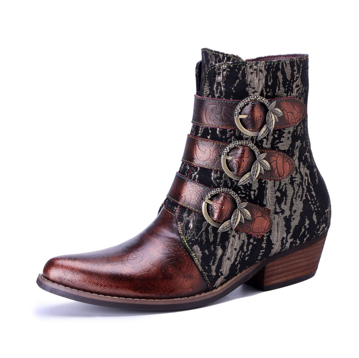 Colorstepshoes Straps Rebel Cowhide Leather Black Brown ankle boots by Colorstepshoes – Don't Panic Shoes