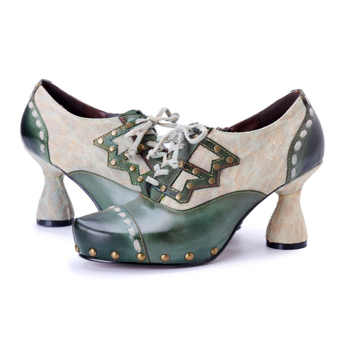Colorstepshoes Vintage Forest Grace Lace - Up Pumps Pumps by Colorstepshoes – Don't Panic Shoes