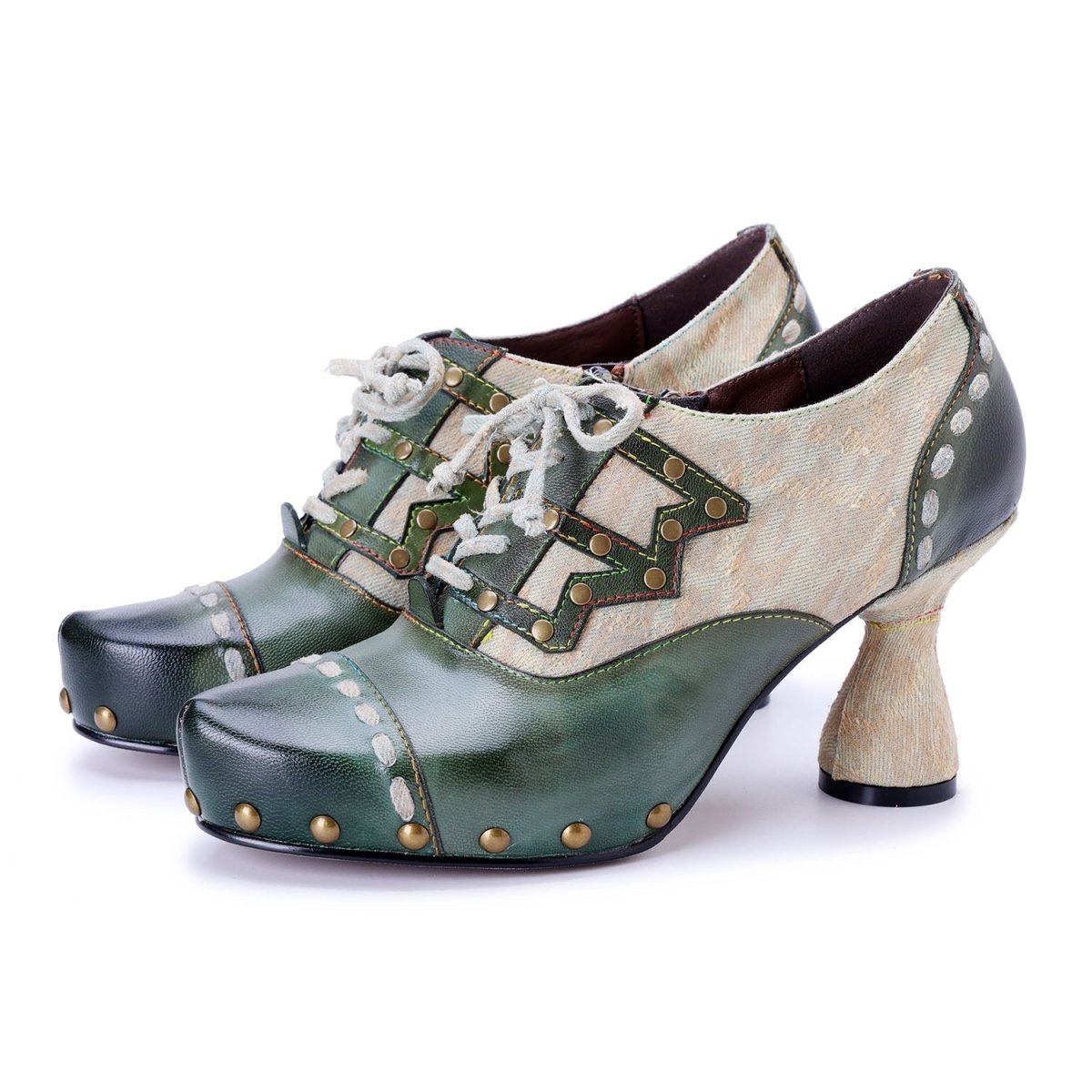 Colorstepshoes Vintage Forest Grace Lace - Up Pumps Pumps by Colorstepshoes – Don't Panic Shoes