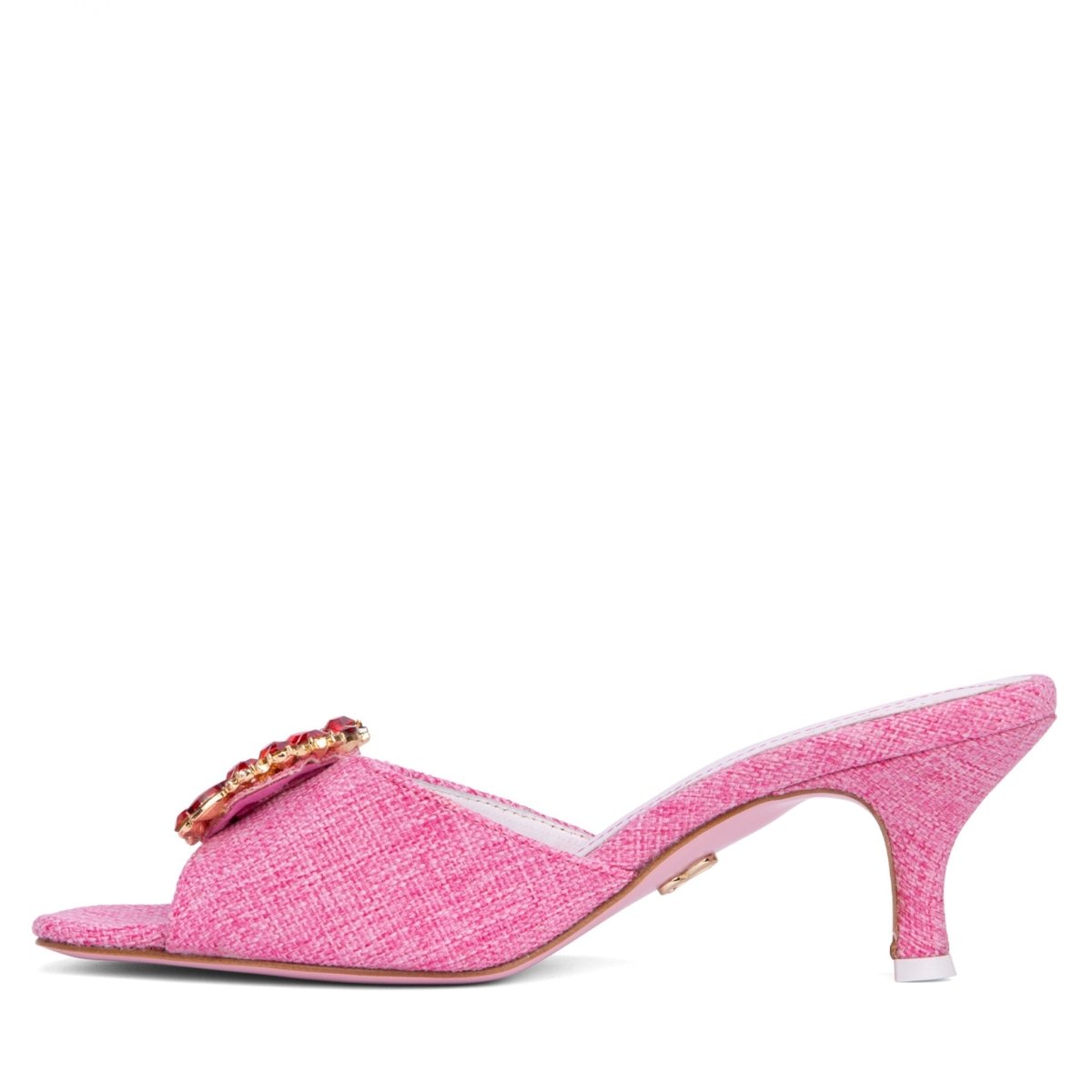 Coquette Women’S Handmade Linen Leather Sandal Kitten Heel Sandals by Beautiisoles – Don't Panic Shoes