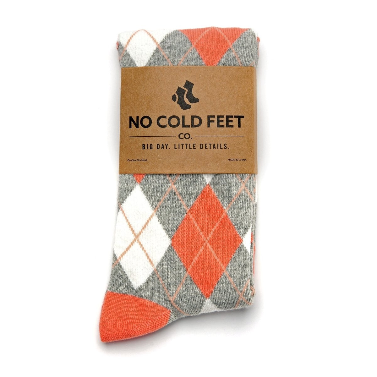 Coral And Grey Argyle Socks Classic Argyle Pattern Dress Crew Socks Stylish Everyday Comfort Wear Socks by No Cold Feet – Don't Panic Shoes