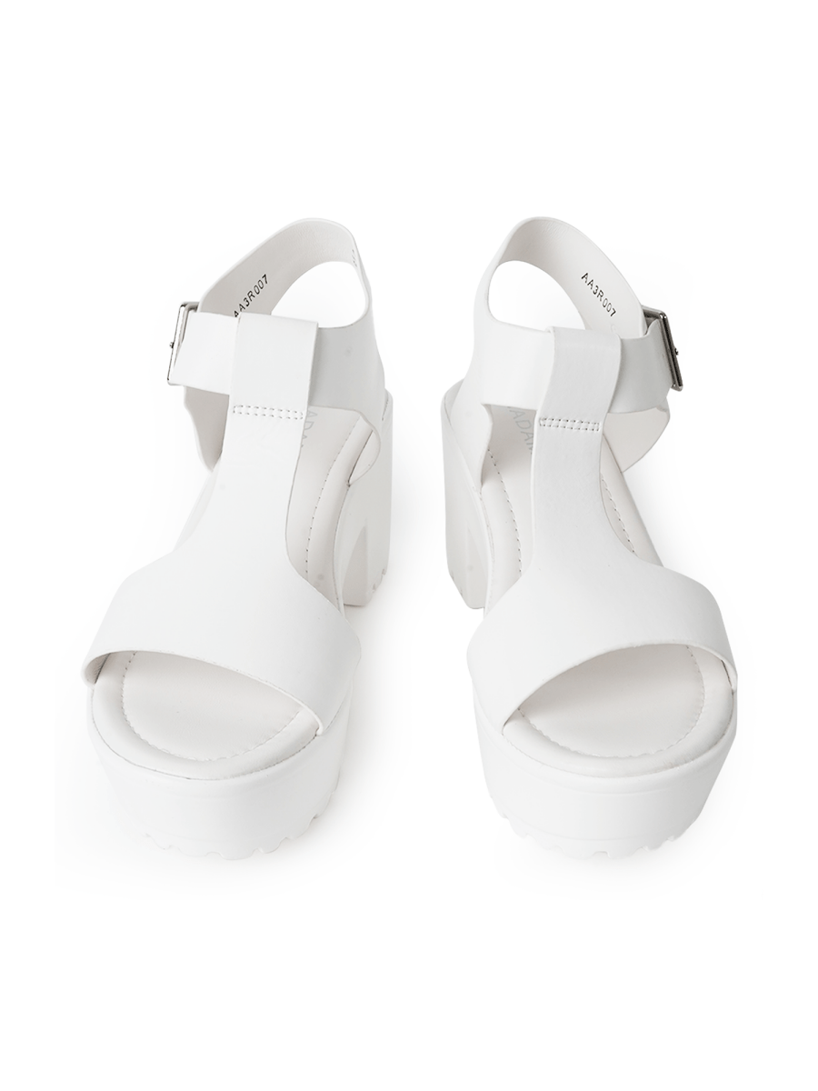 Corby Platform Sandal Adjustable Ankle Buckle Cushioned Insole White Summer Ready Casual Comfort Sandals by J.Adams – Don't Panic Shoes