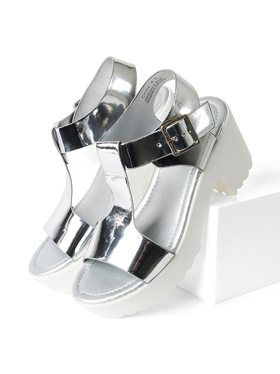Corby | Silver Sandals by J.Adams – Don't Panic Shoes